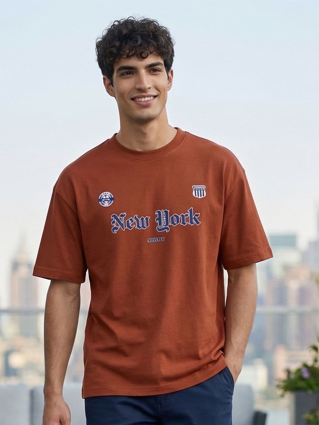 NOBERO Men Typography Printed Drop-Shoulder Sleeves T-shirt - view 1