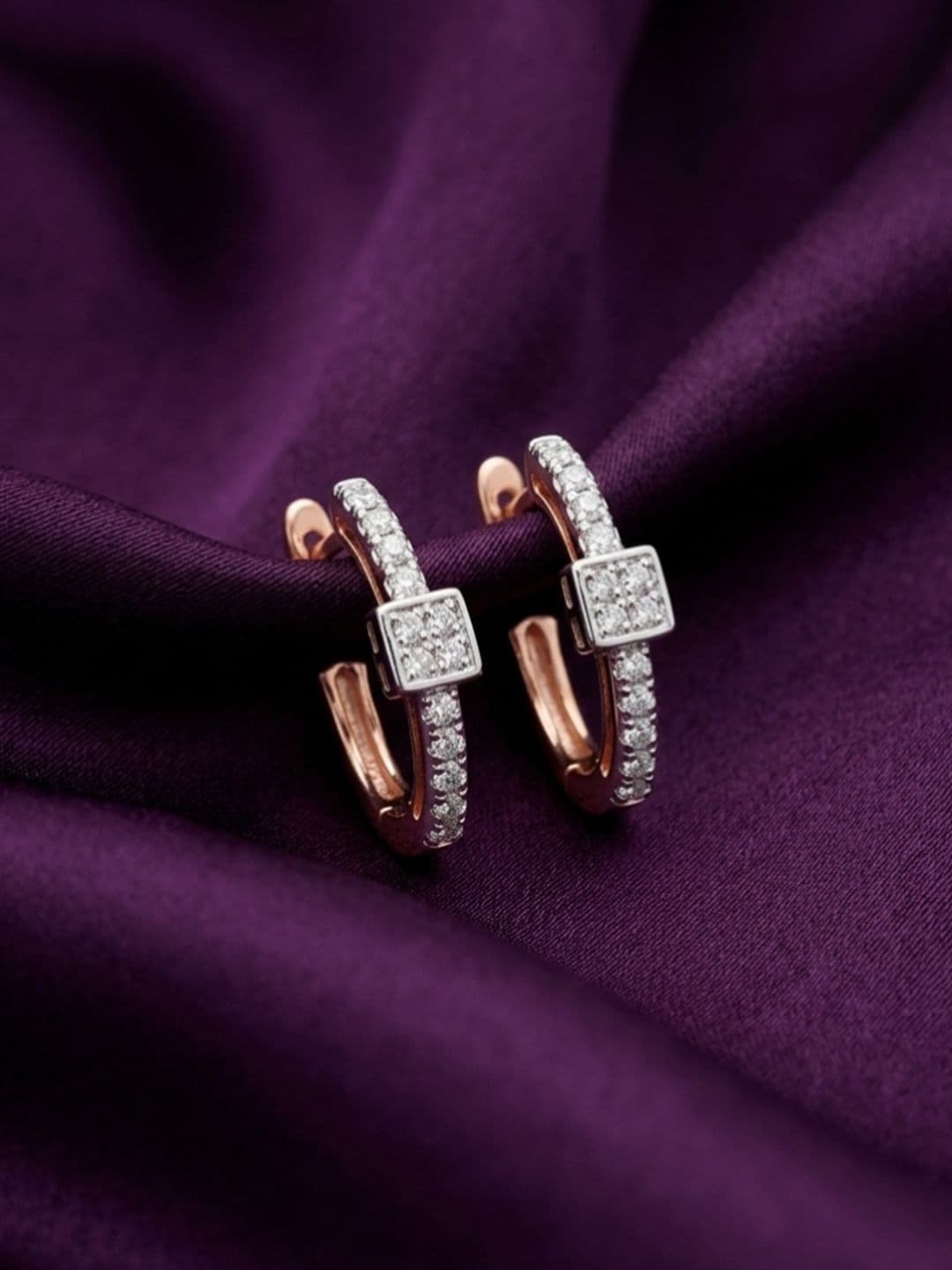 BAYAN JEWELRY 18Kt Gold Earrings With 0.34Ct Lab Grown Diamond - 1.892g - view 1