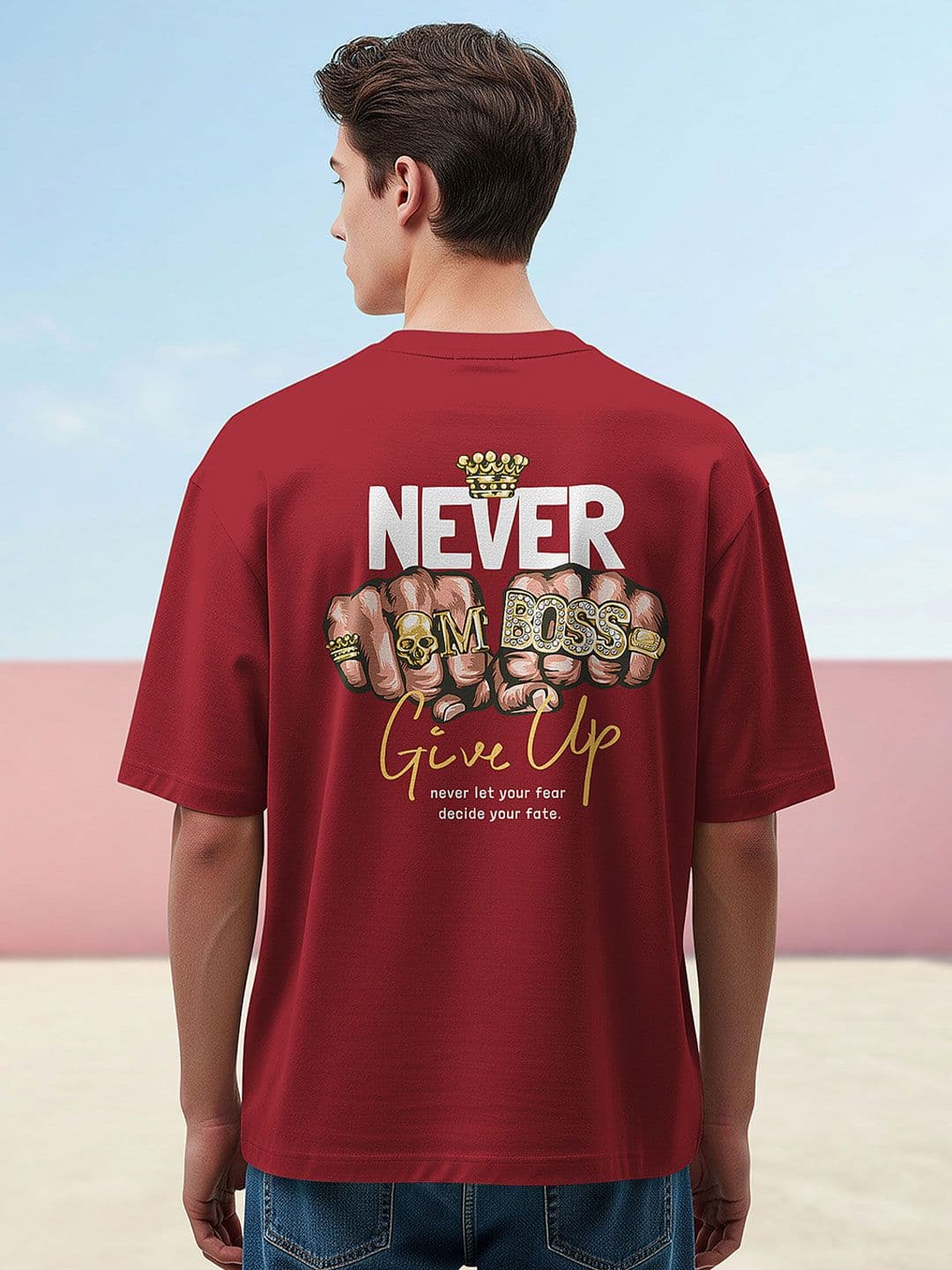 BULLMER Printed Drop-Shoulder Sleeves Oversized T-shirt - view 1