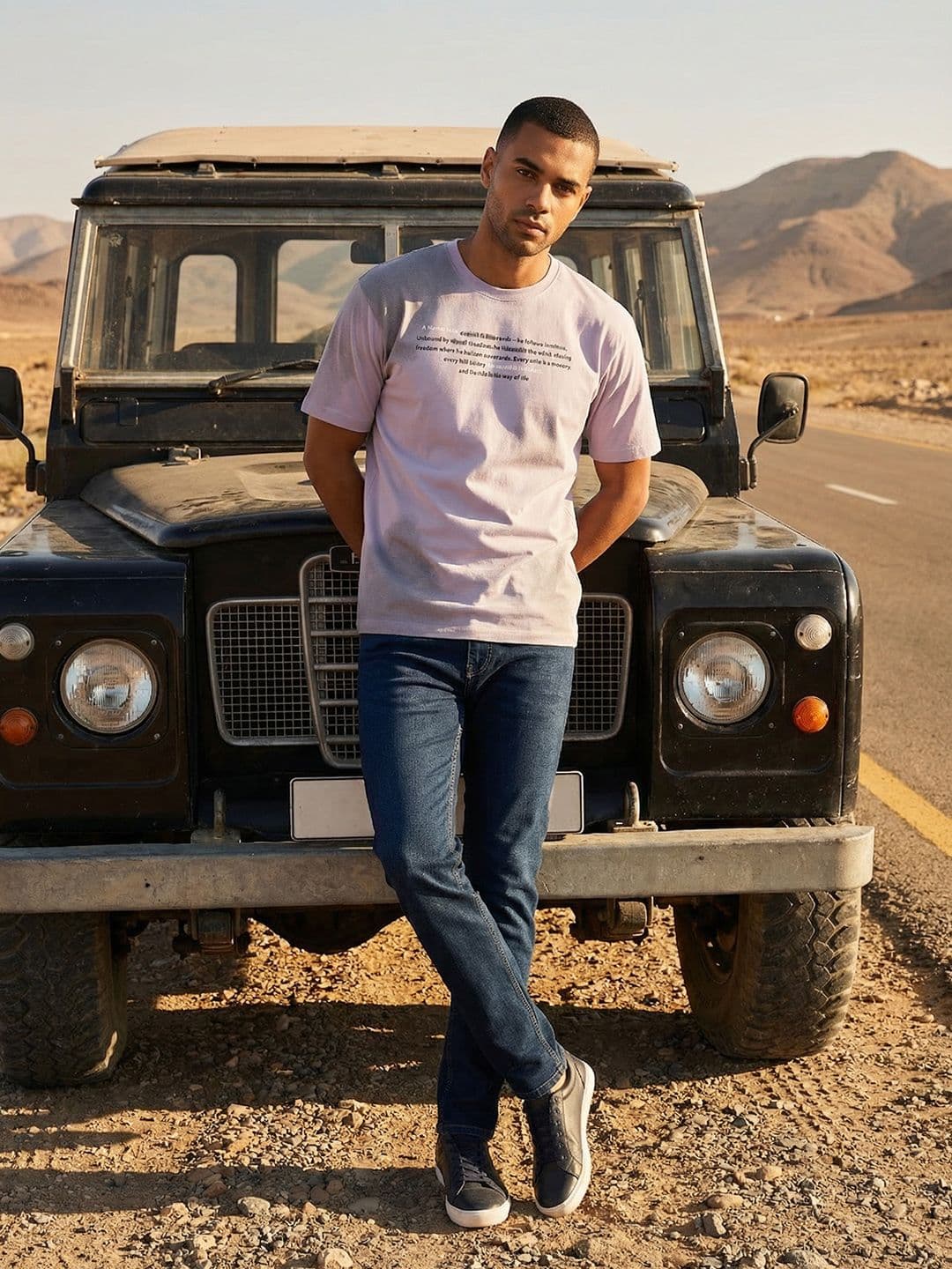 The Roadster Life Co. Typography Printed Drop-Shoulder Sleeves Pure Cotton T-shirt - view 1