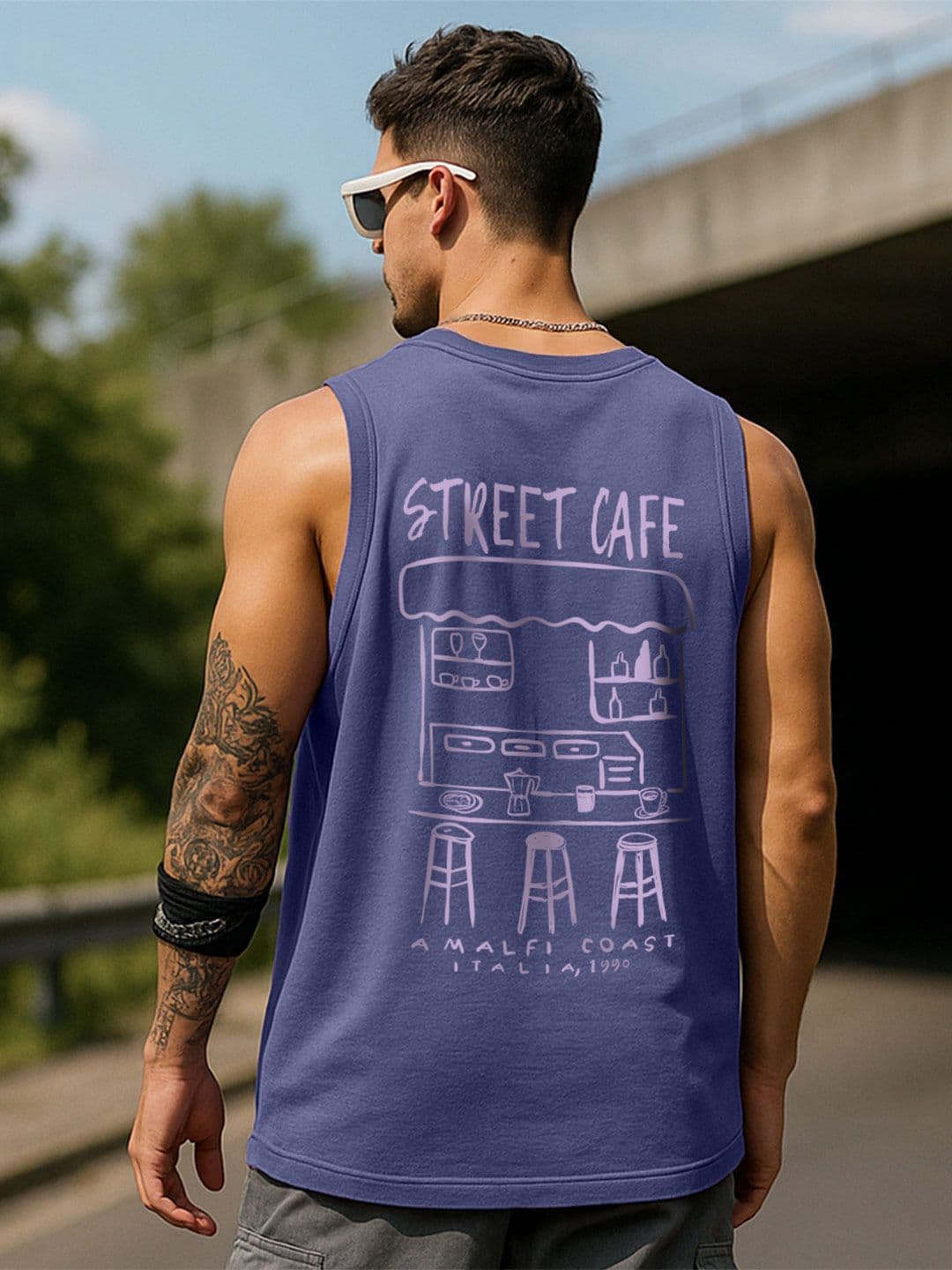 VEIRDO Typography Printed Pure Cotton Oversized Basic InnerVest - view 1