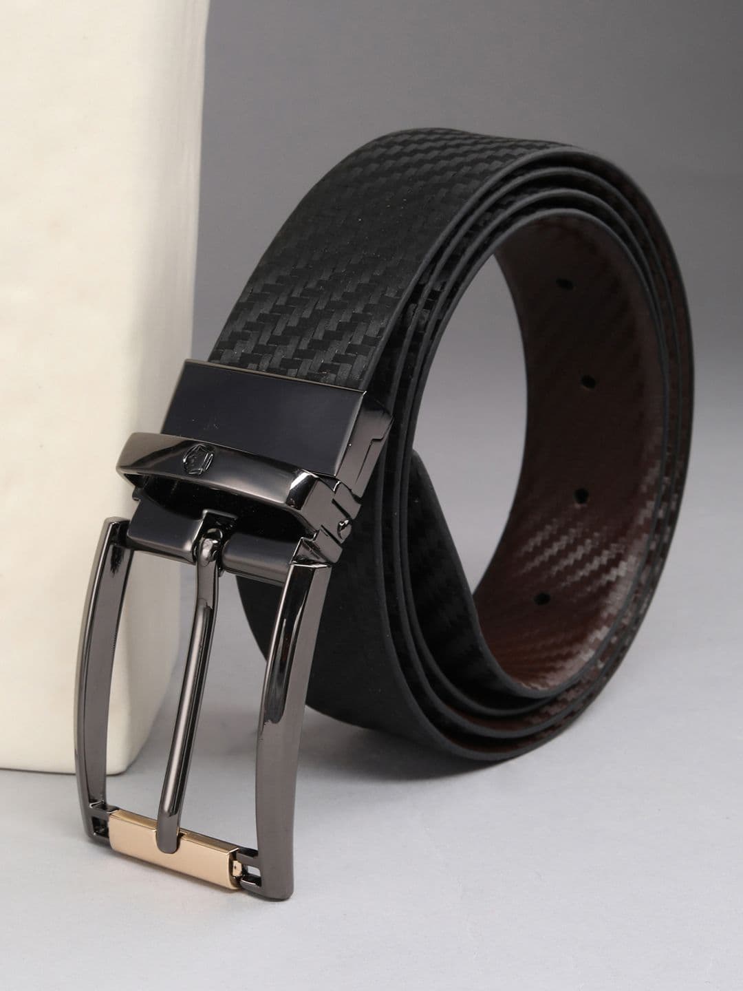 Louis Philippe Men Italian Leather Dual Tone Zinc Alloy Buckle Formal Reversible Belt - view 1