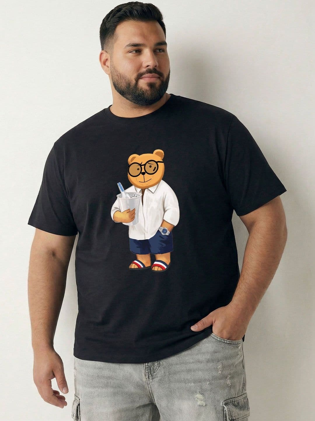 Toodle Plus Men Plus Size Pure Cotton Printed Regular Fit Casual T-Shirt - view 1