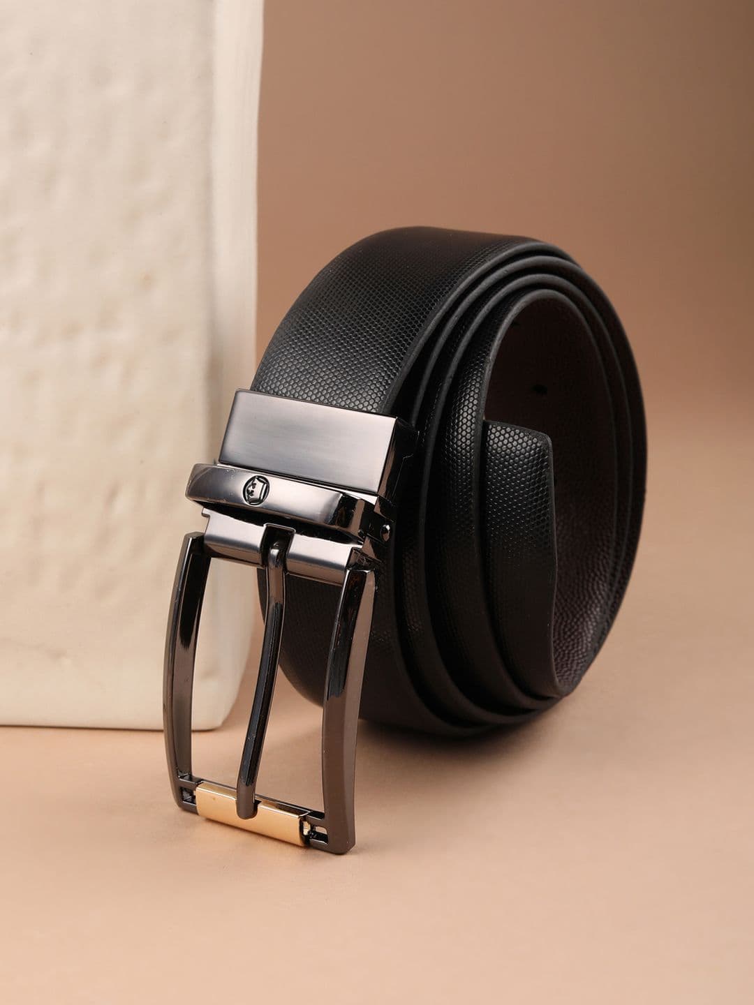 Louis Philippe Men Italian Leather Dual Tone Zinc Alloy Buckle Formal Reversible Belt - view 1