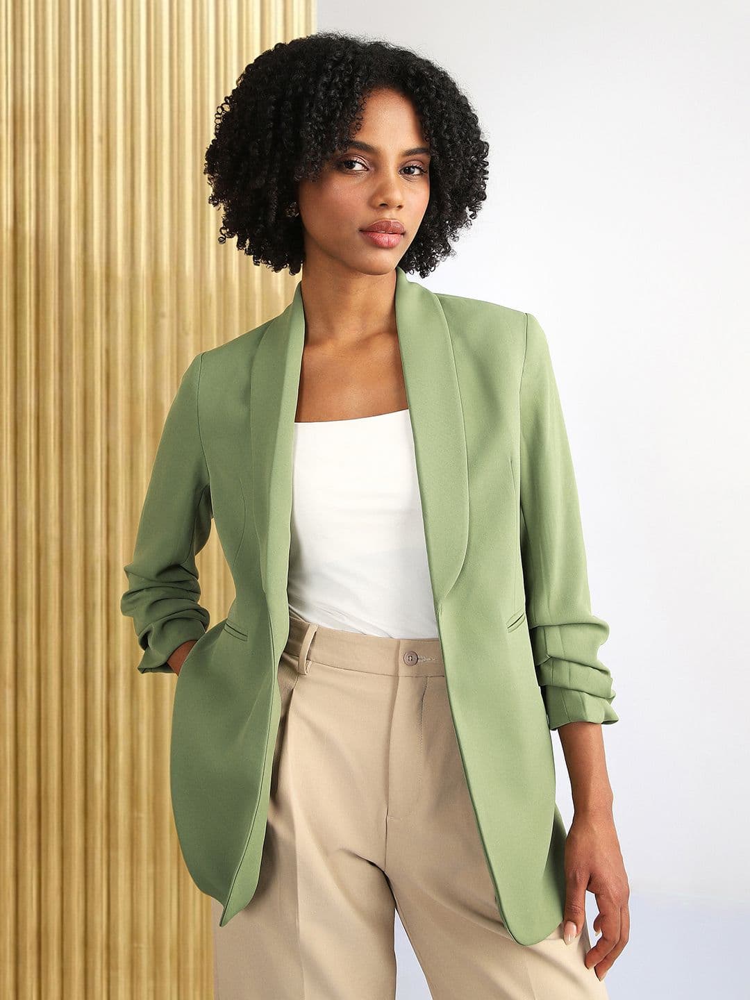 Allen Solly Woman Notched Lapel Single-Breasted Casual Blazers - view 1