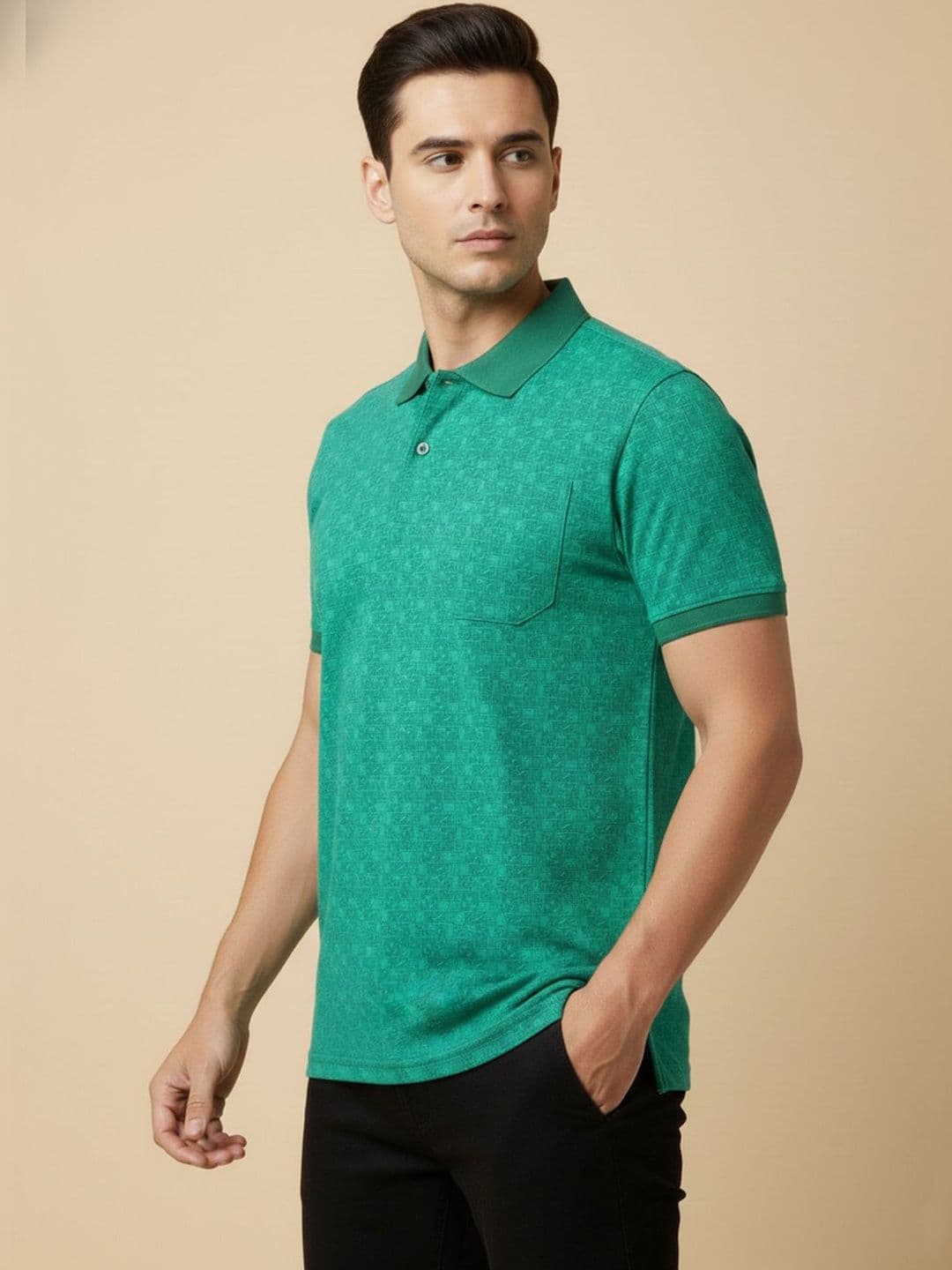 R.Code by The Roadster Life Co. Men Printed Polo Collar T-shirt - view 1