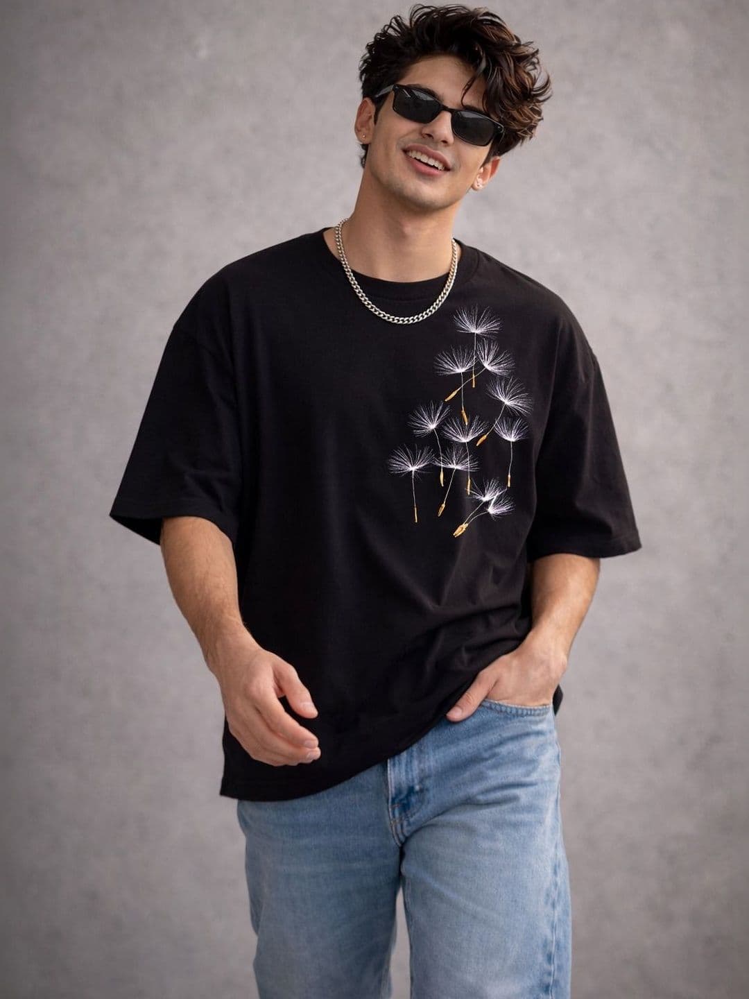 R.Code by The Roadster Life Co. Men Printed Drop-Shoulder Sleeves Bio Finish T-shirt - view 1