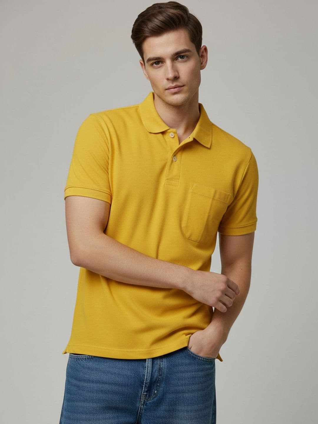 R.Code by The Roadster Life Co. Men Polo Collar T-shirt - view 1