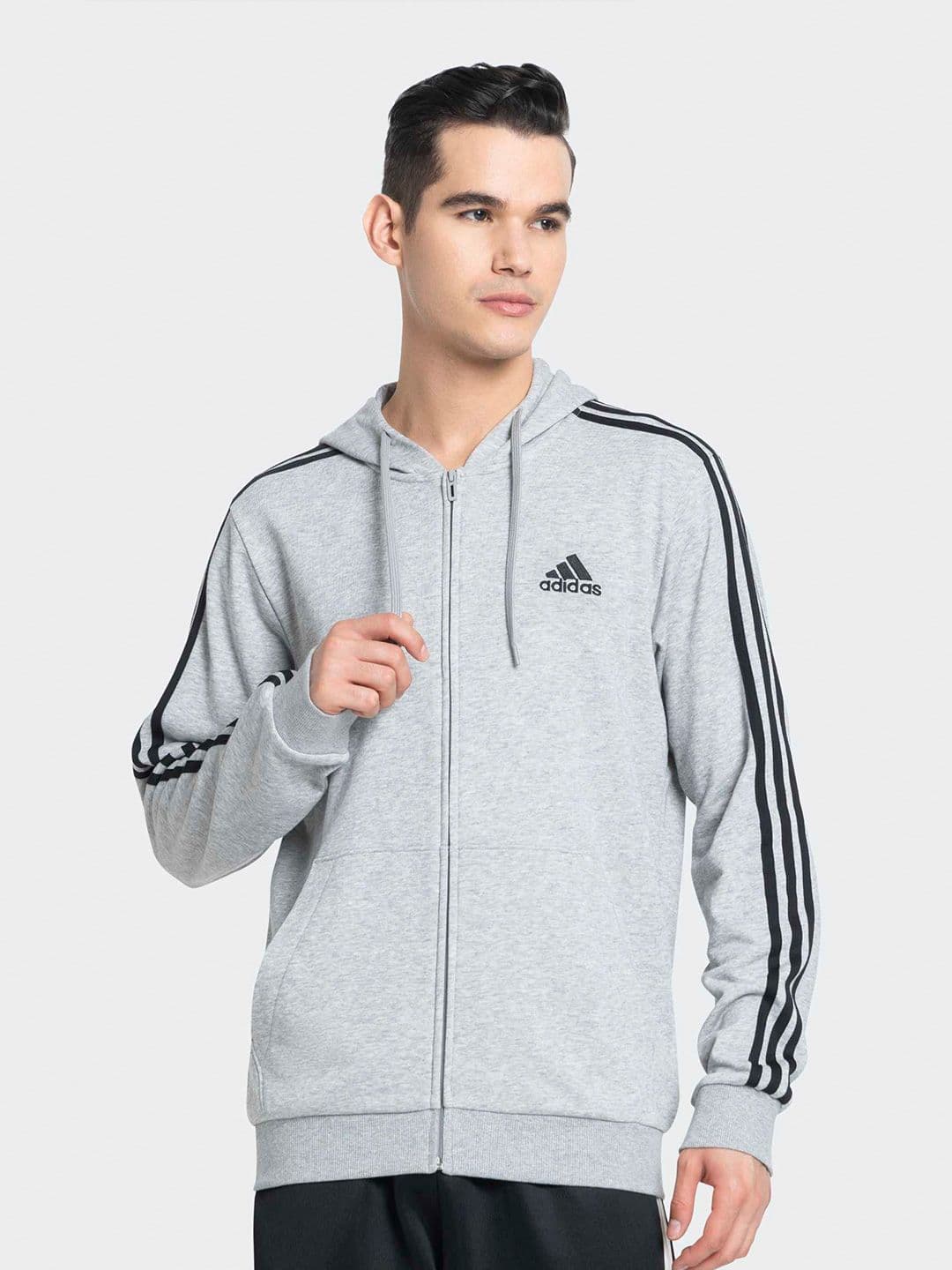 ADIDAS Men Essentials 3-Stripes Full-Zip Cotton Hoodie - view 1