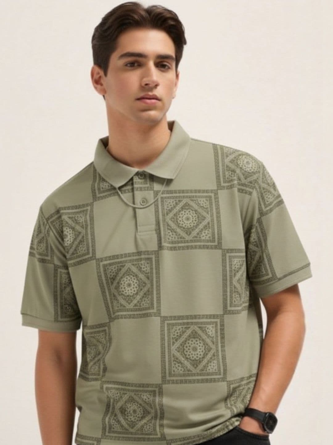glitchez Men Printed Polo Collar T-shirt - view 1