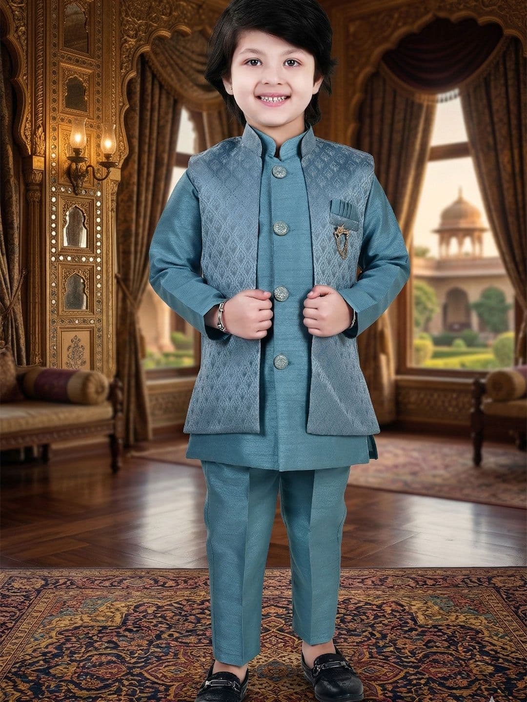Arshia Fashions Boys Embroidered Sherwani - view 1