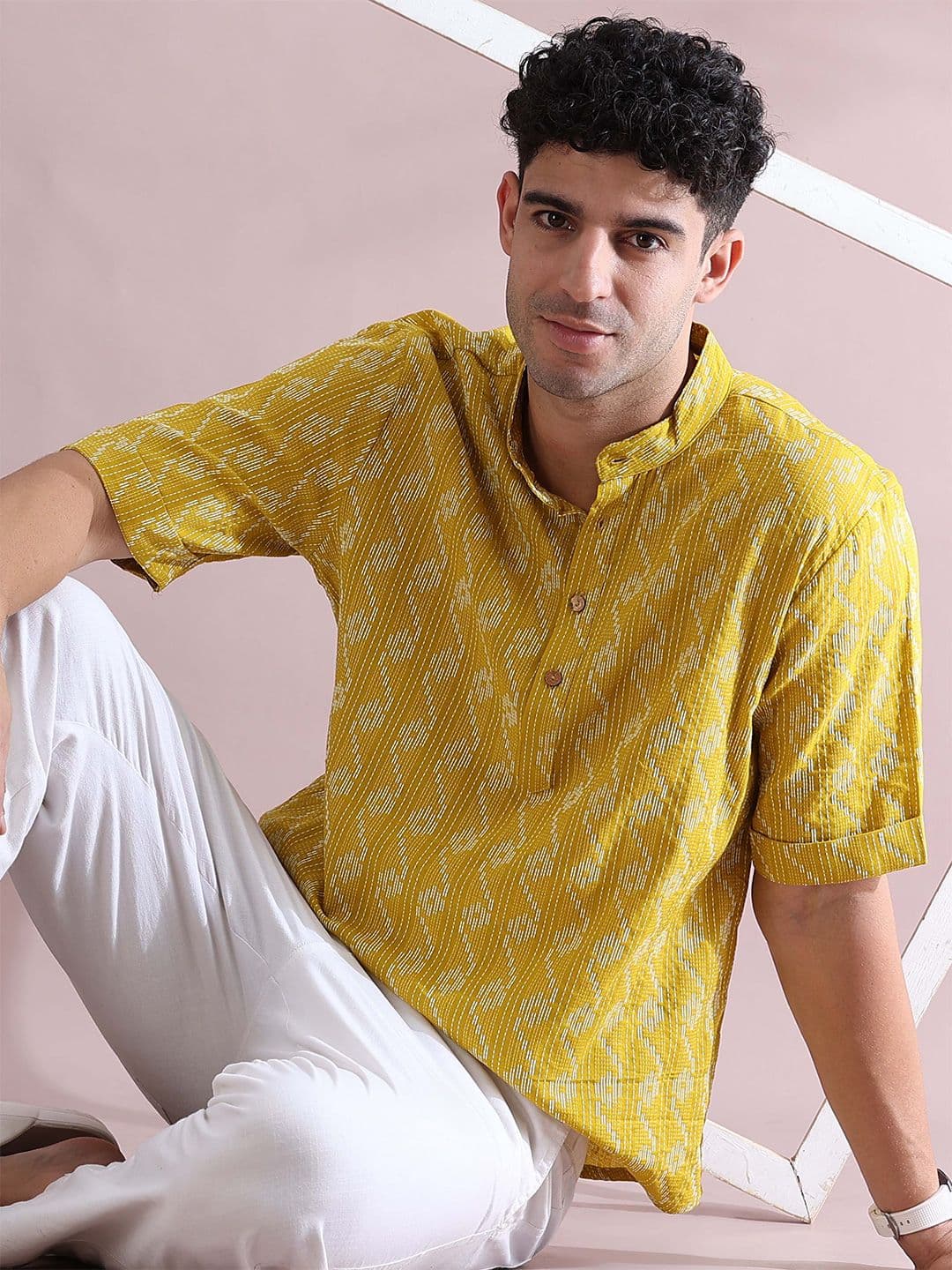FILORI STUDIO Men Yellow Kurta - view 1