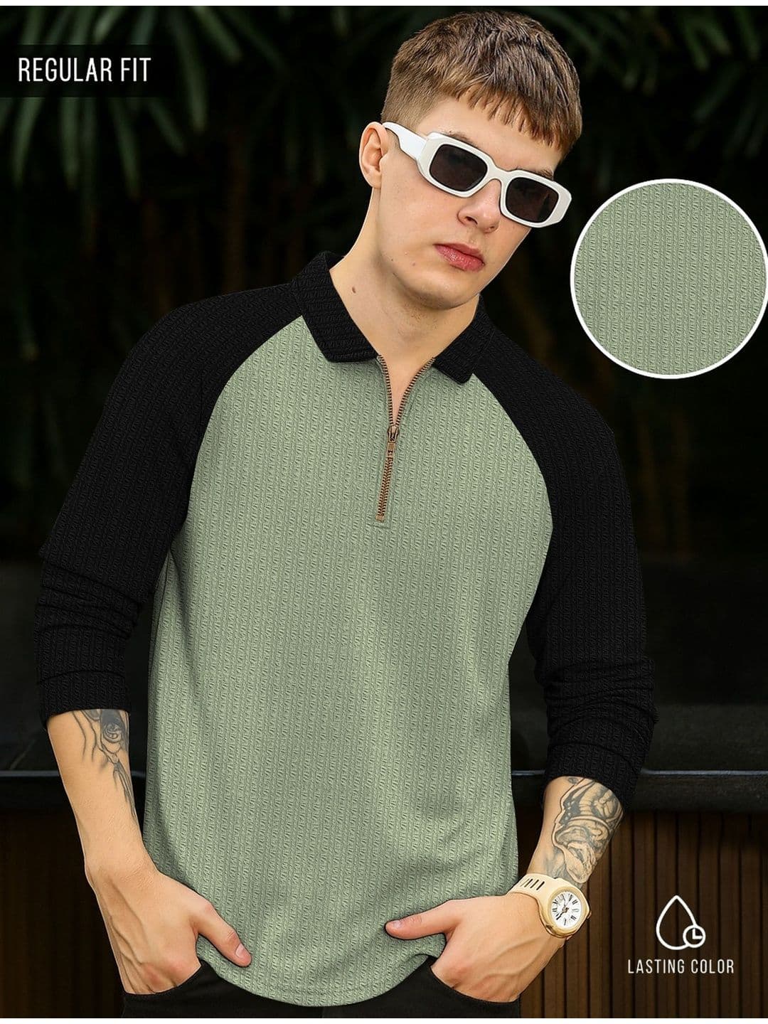 SZN Men Colourblocked Polo Collar T-shirt - view 1