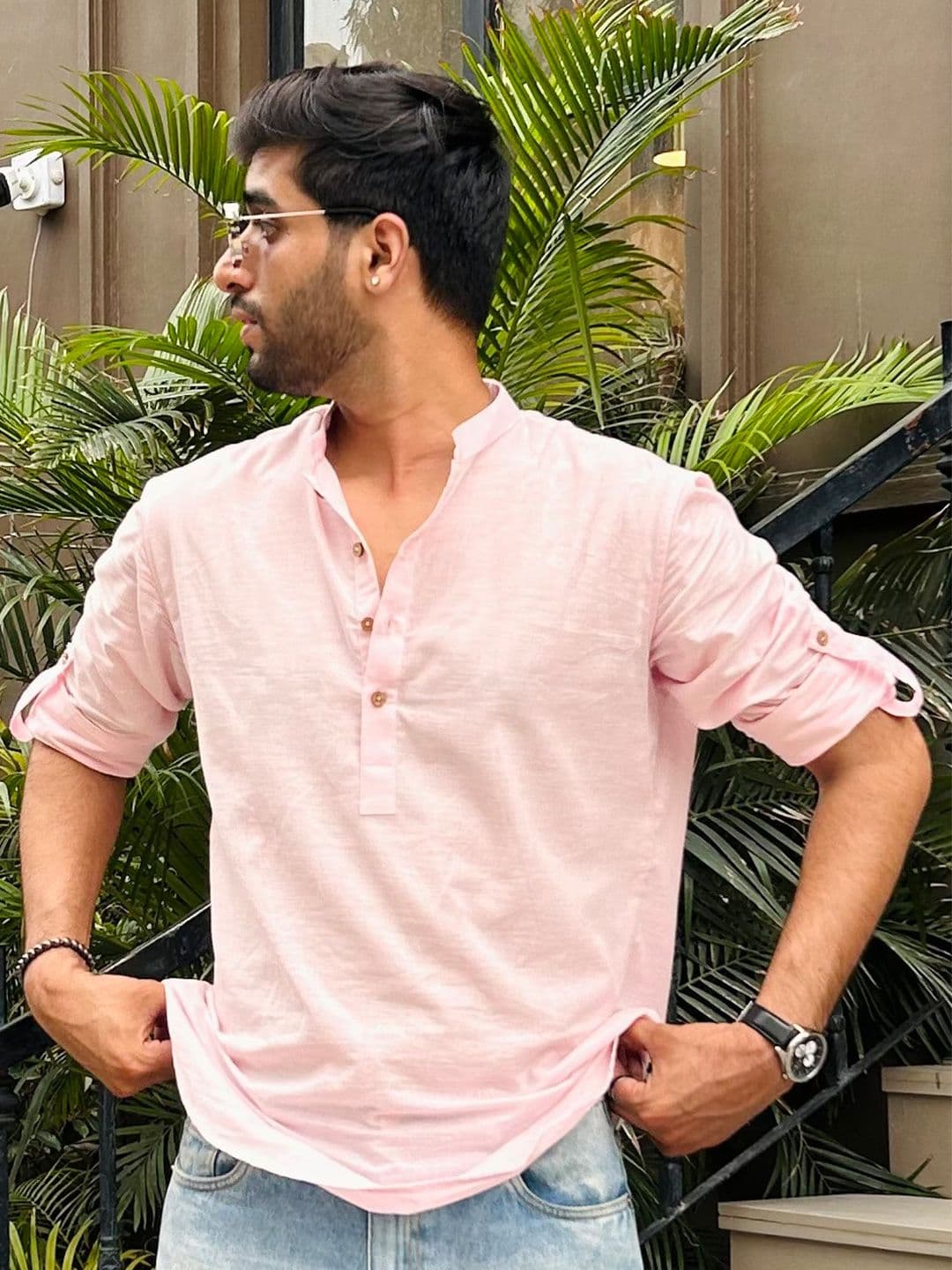 See Designs Pure Cotton Mandarin Collar Thread Work Short Kurta - view 1