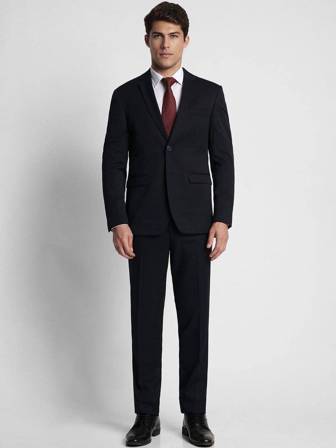 Peter England Notched Lapel Slim Fit 2 Piece Blazer and Trousers Suit - view 1