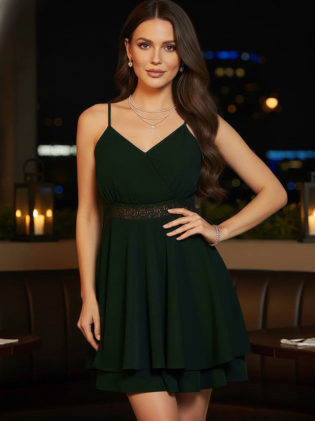 Berrylush Shoulder Straps Sleeveless Layered Playsuit - view 1