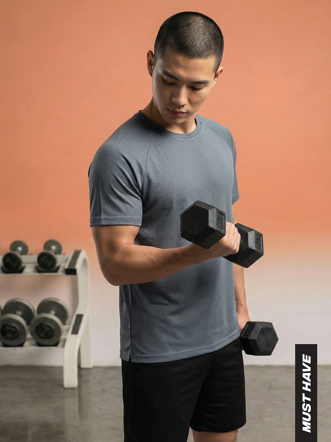 HRX by Hrithik Roshan Textured Rapid-Dry Training T-shirt - view 1