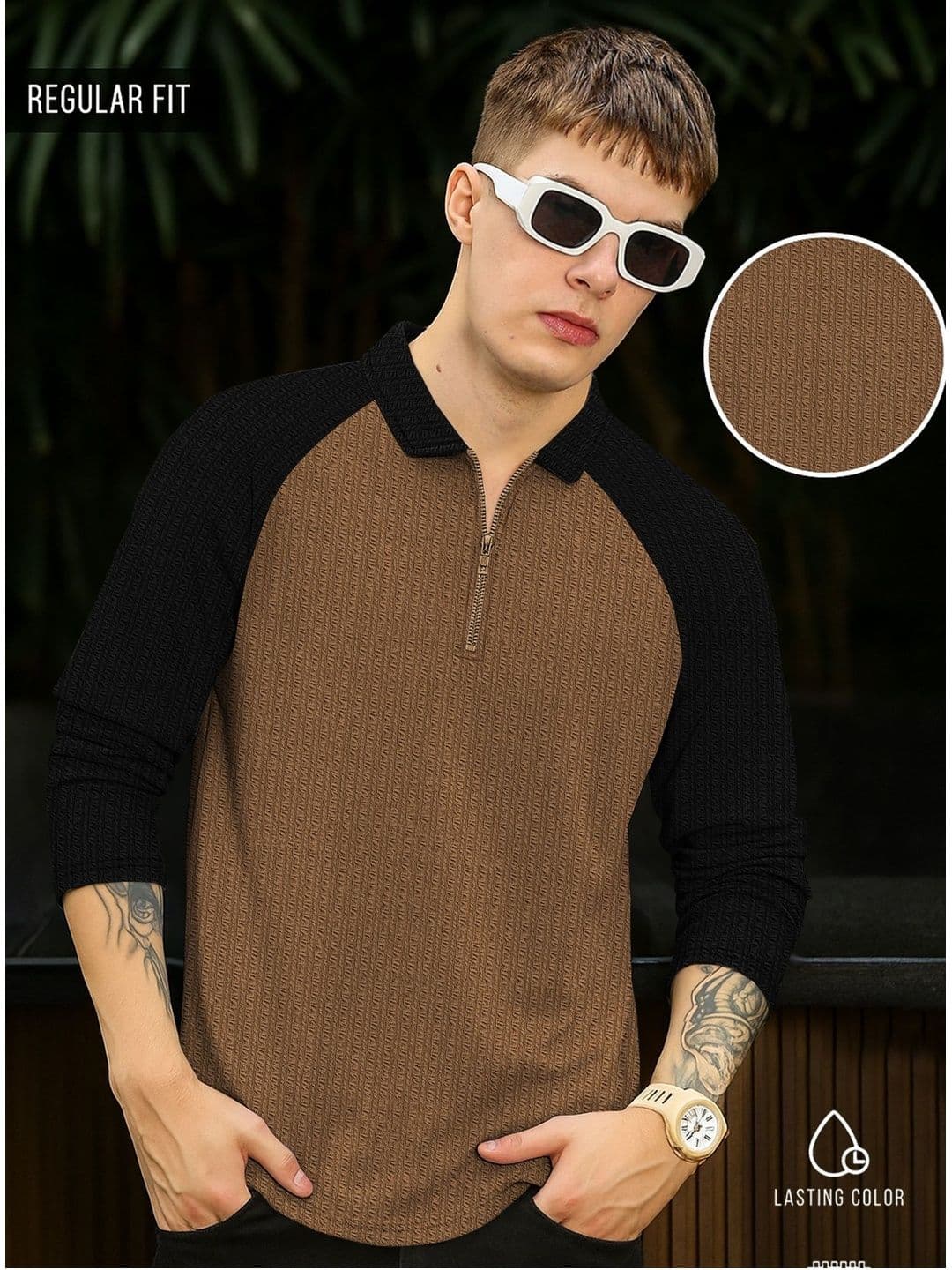 SZN Men Colourblocked Polo Collar T-shirt - view 1