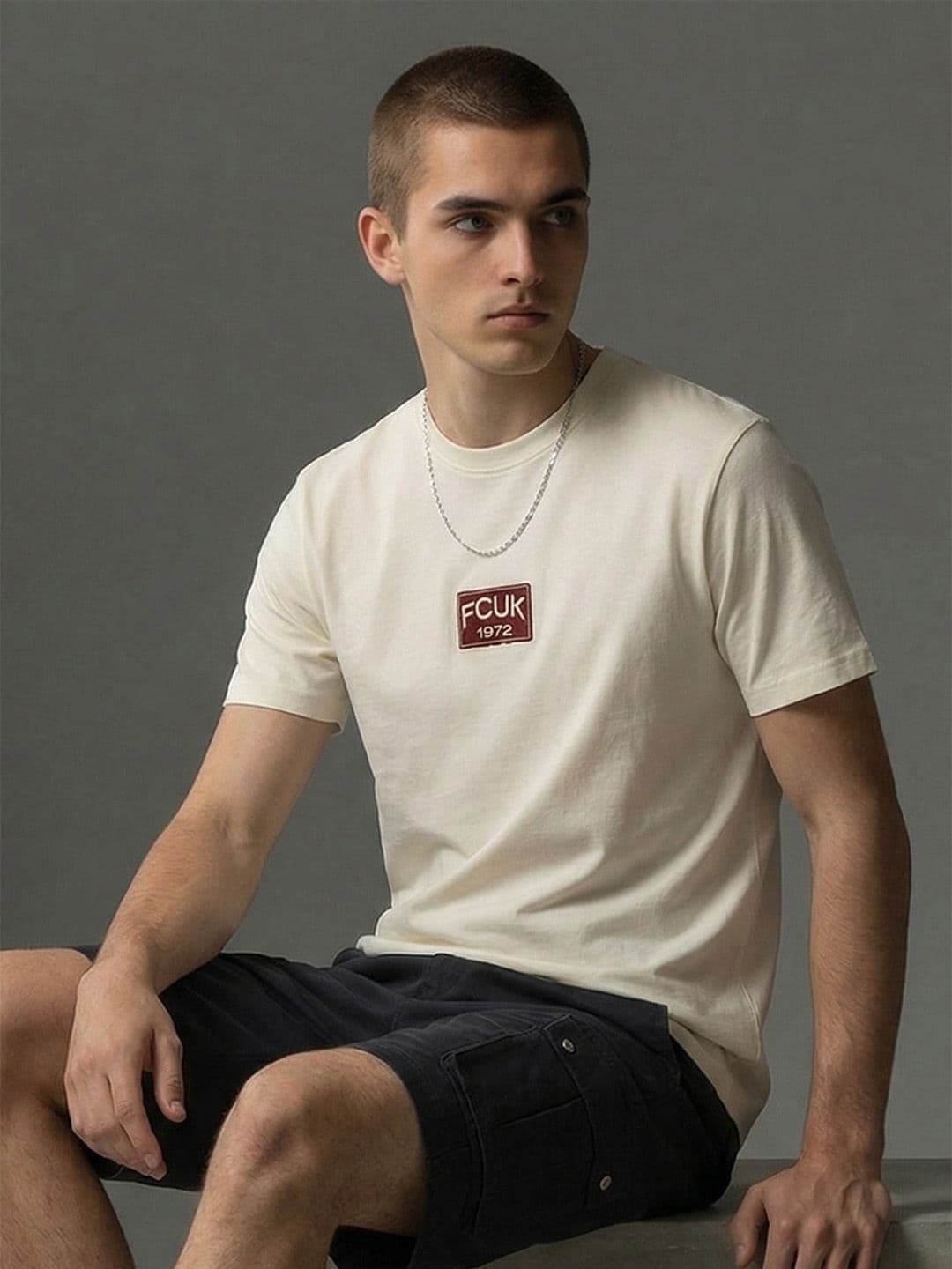 FCUK Brand Logo Printed Cotton T-shirt - view 1