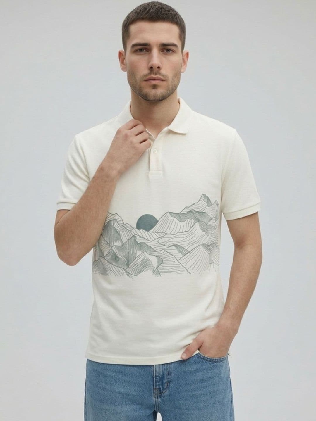 SZN Men Printed Polo Collar T-shirt - view 1