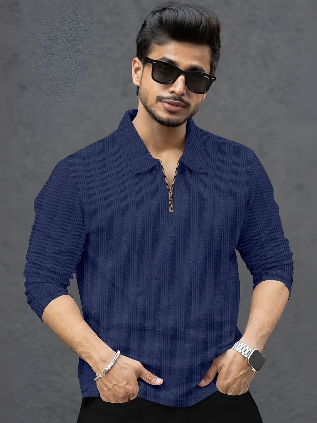 SZN Men Striped Polo Collar T-shirt - view 1