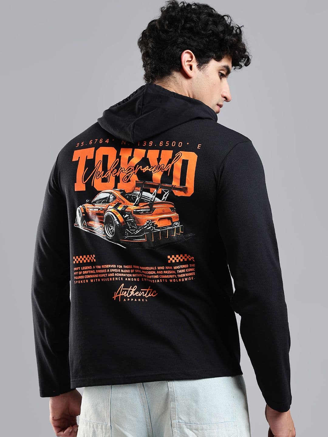 LEWEL Men Printed Hooded T-shirt - view 1