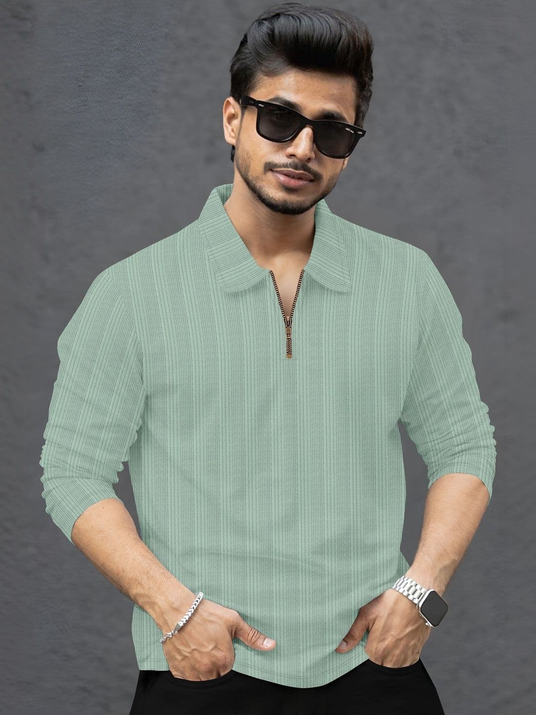 SZN Men Striped Polo Collar T-shirt - view 1
