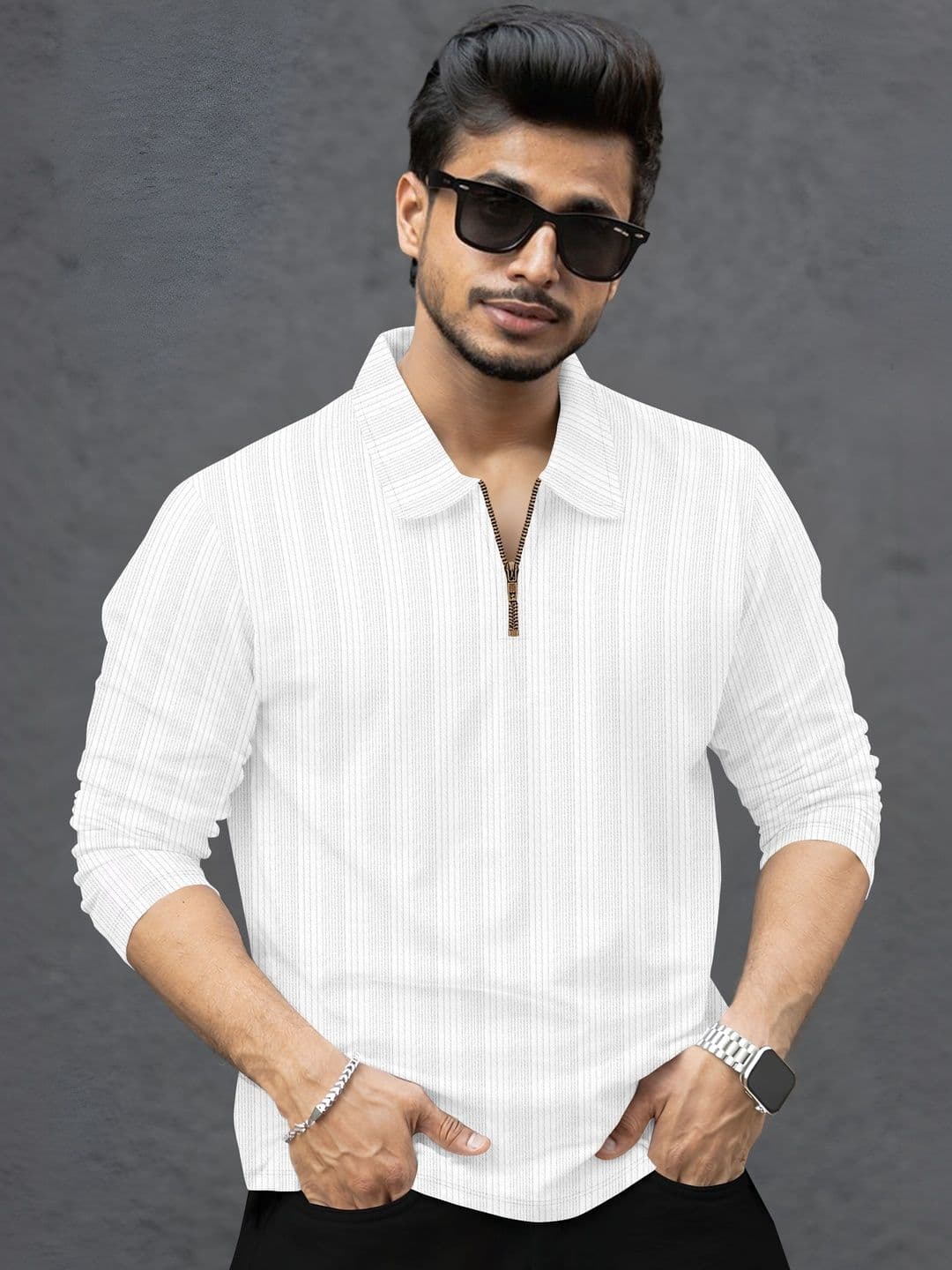 SZN Men Striped Polo Collar T-shirt - view 1