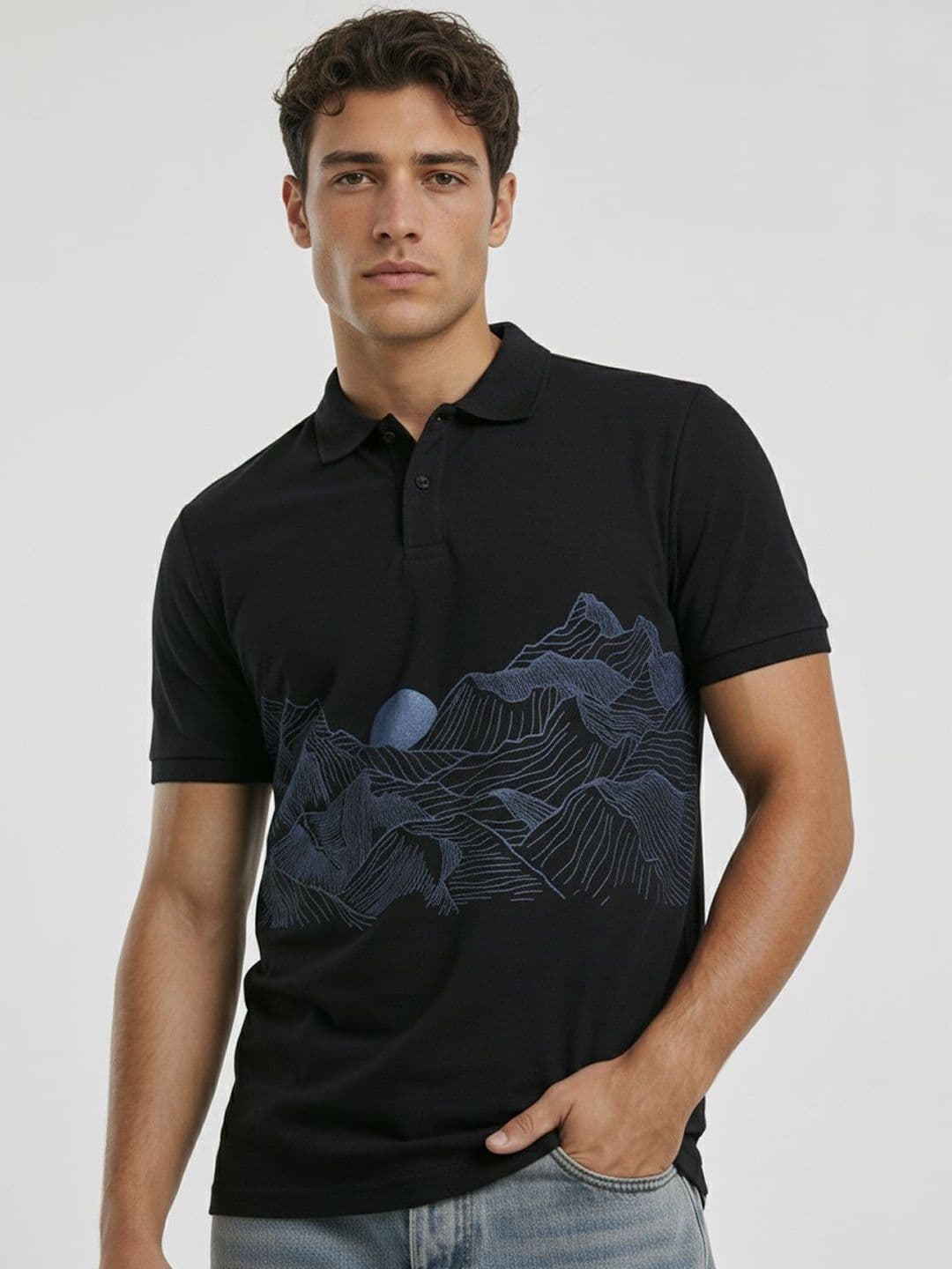 SZN Men Printed Polo Collar T-shirt - view 1