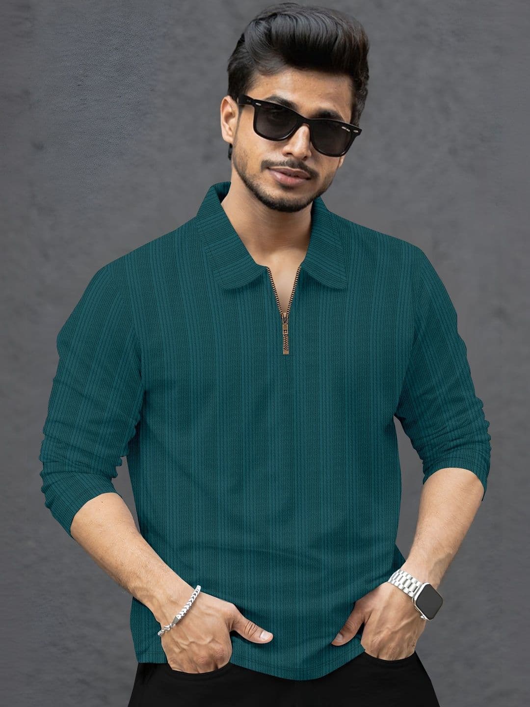 SZN Men Striped Polo Collar T-shirt - view 1
