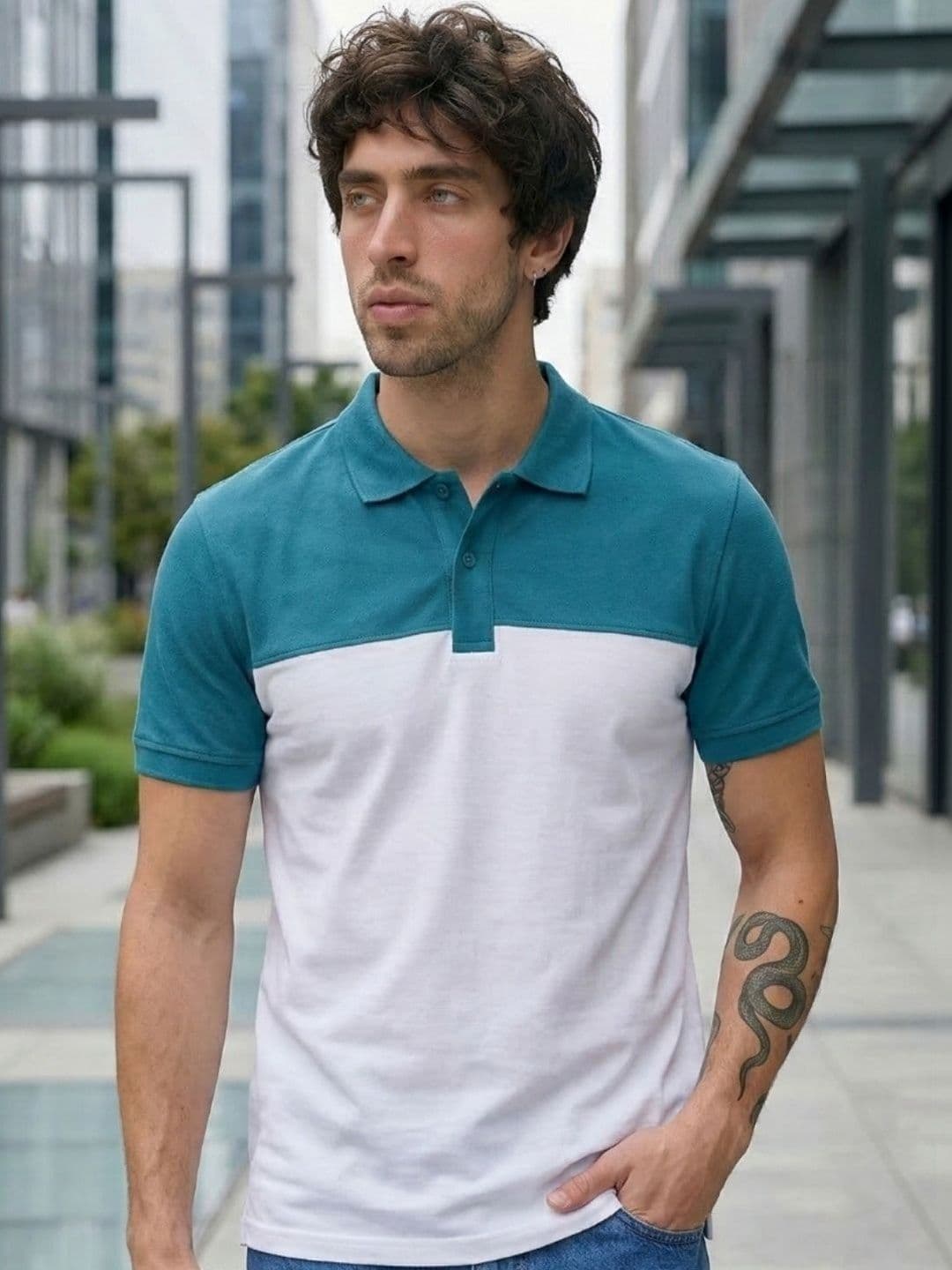 SZN Men Colourblocked Polo Collar T-shirt - view 1