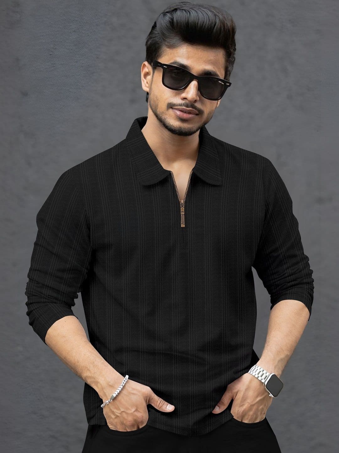 SZN Men Striped Polo Collar T-shirt - view 1