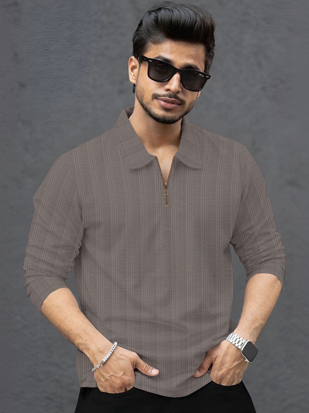 SZN Men Striped Polo Collar T-shirt - view 1