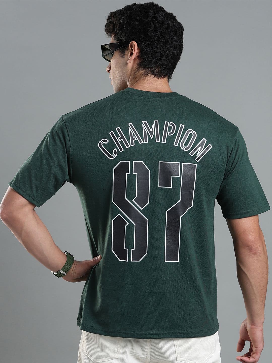 LEWEL Men Graphic Printed Round Neck Cotton Oversized T-shirt - view 1