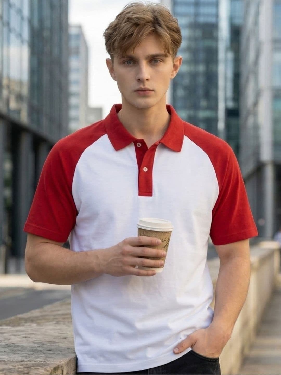 SZN Men Colourblocked Polo Collar T-shirt - view 1