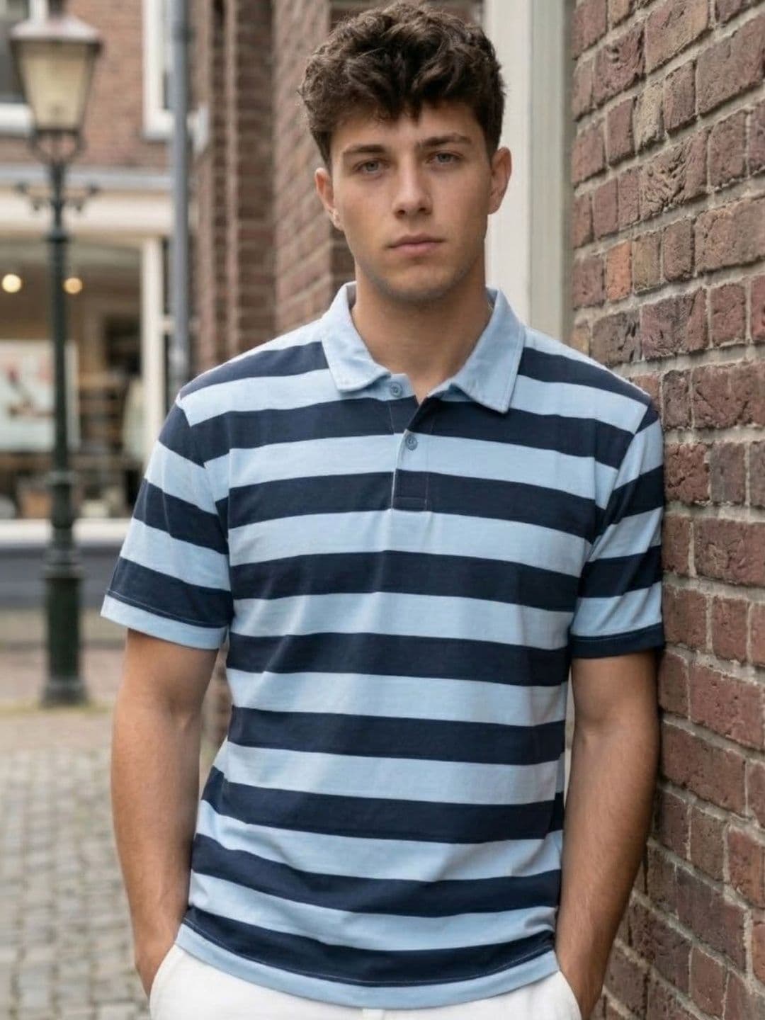 SZN Men Striped Polo Collar T-shirt - view 1