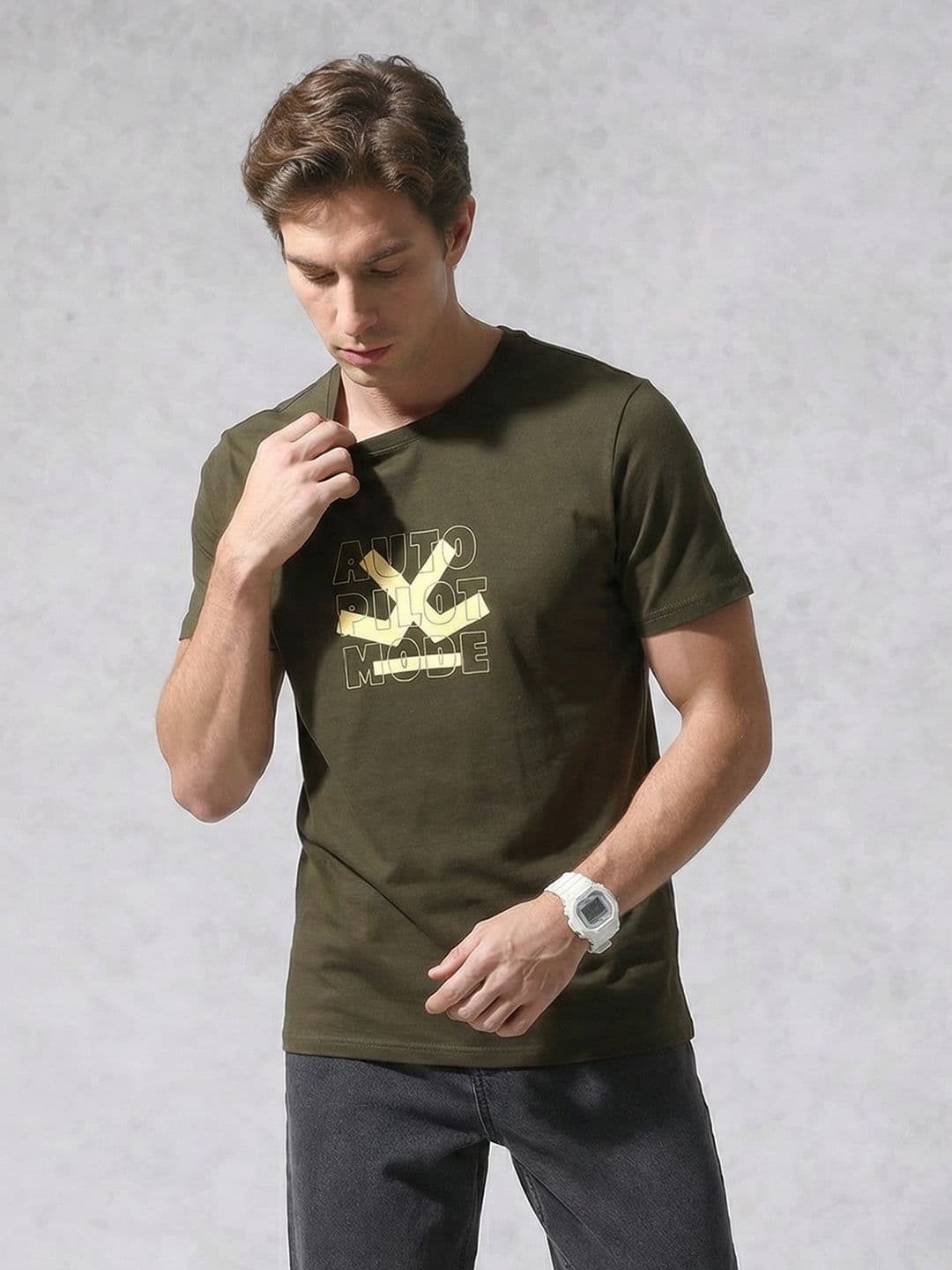 WROGN Brand Logo Printed Slim Fit Cotton T-shirt - view 1