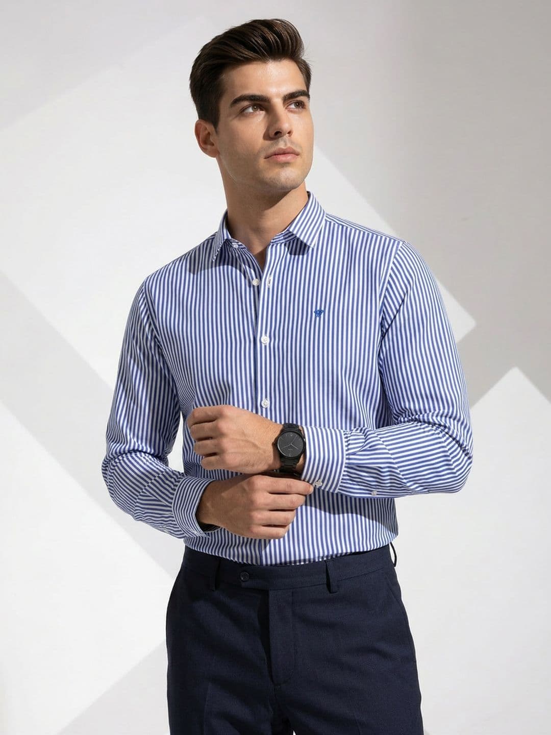 INVICTUS Premium Slim Fit Vertical Striped Pure Cotton Formal Shirt - view 1