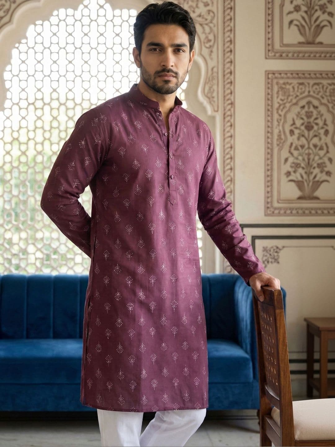 Anouk Men Floral Printed Kurta - view 1