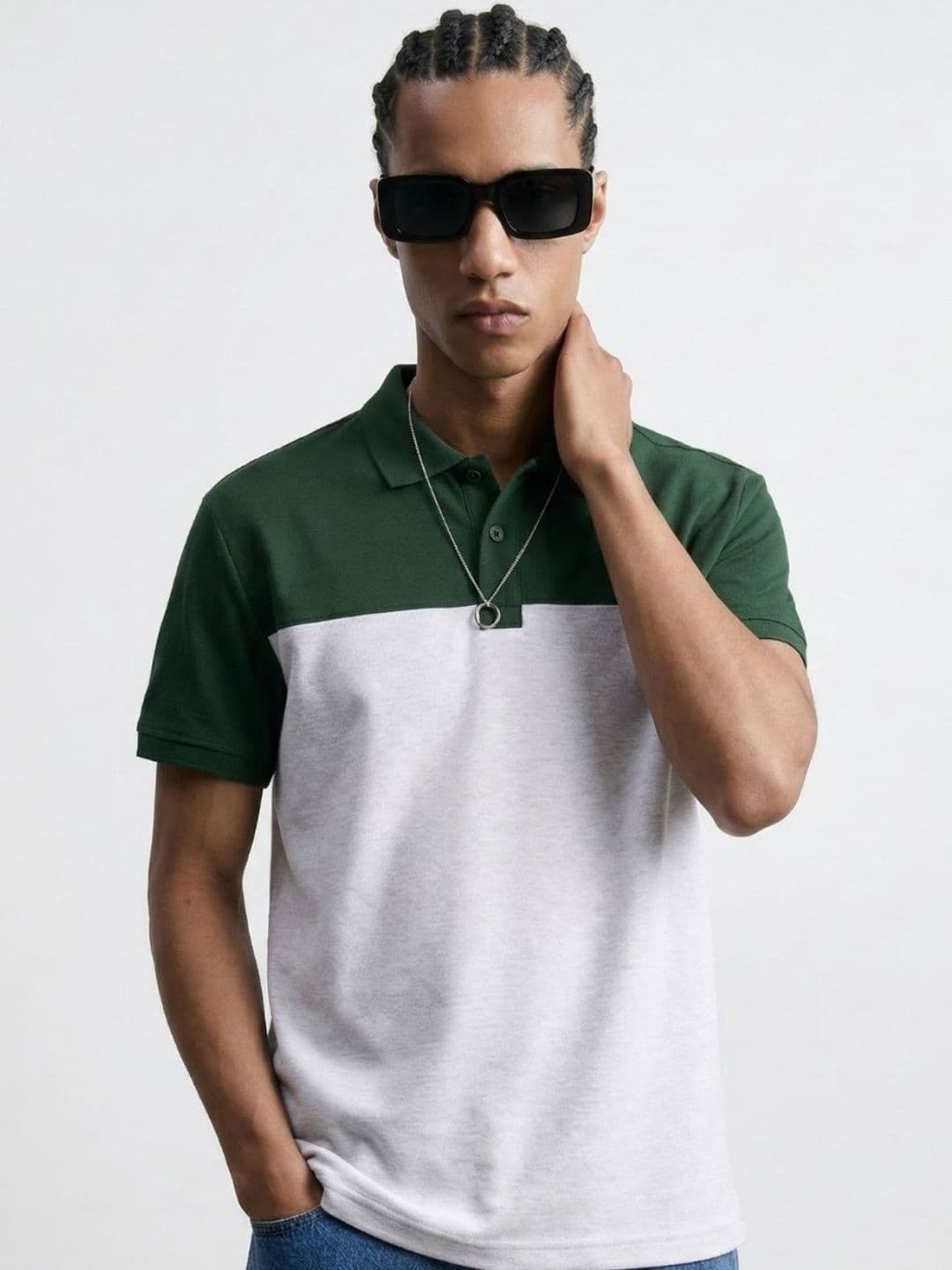 SZN Men Colourblocked Polo Collar T-shirt - view 1