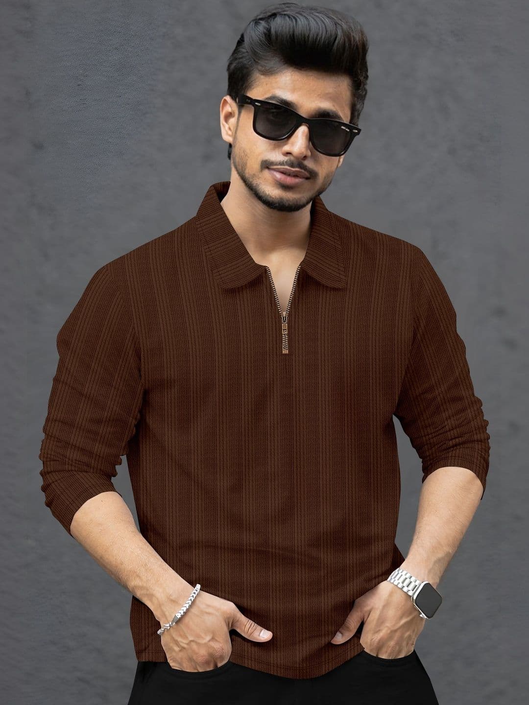 SZN Men Striped Polo Collar T-shirt - view 1