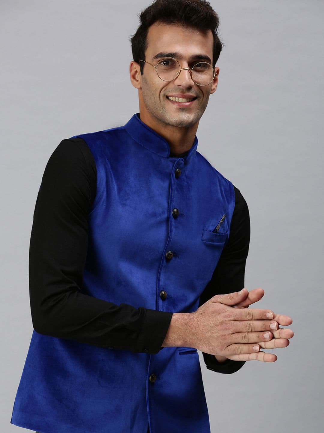 SHOWOFFFF Slim-Fit Mandarin Collar Nehru Jacket - view 1