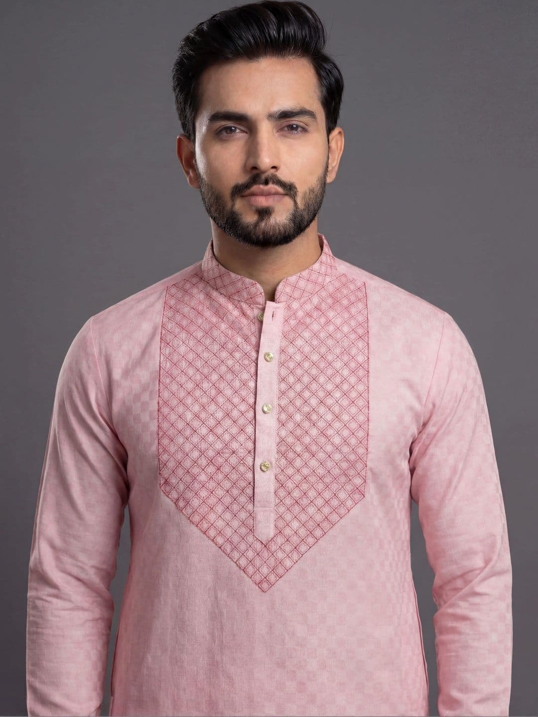Tibra Collection Men Thread Work Dobby Kurta - view 1