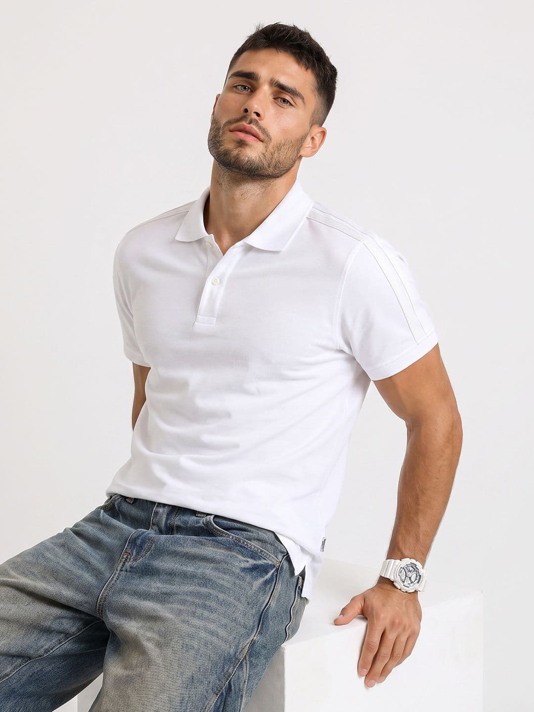 The Roadster Life Co. Polo Collar Pure Cotton T-Shirt - view 1