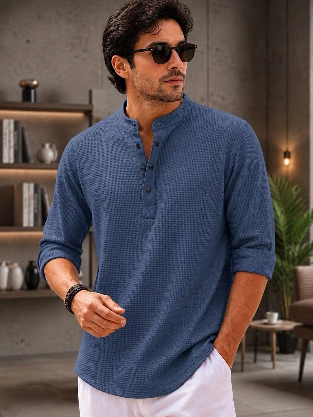 RUFICA Men Mandarin Collar T-shirt - view 1