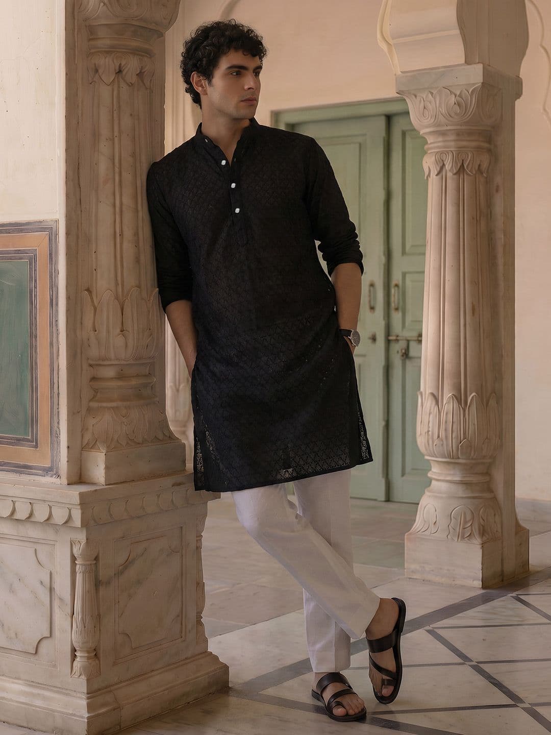 Anouk Band Collar Embroidered Kurta - view 1