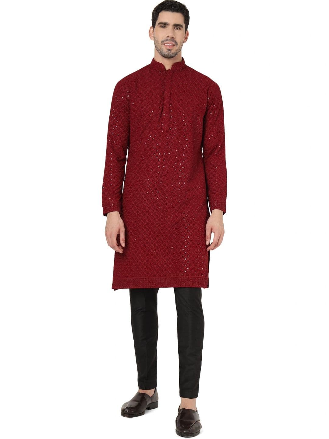 Kaashi Couture Men Embellished Mirror Work Kurta - view 1
