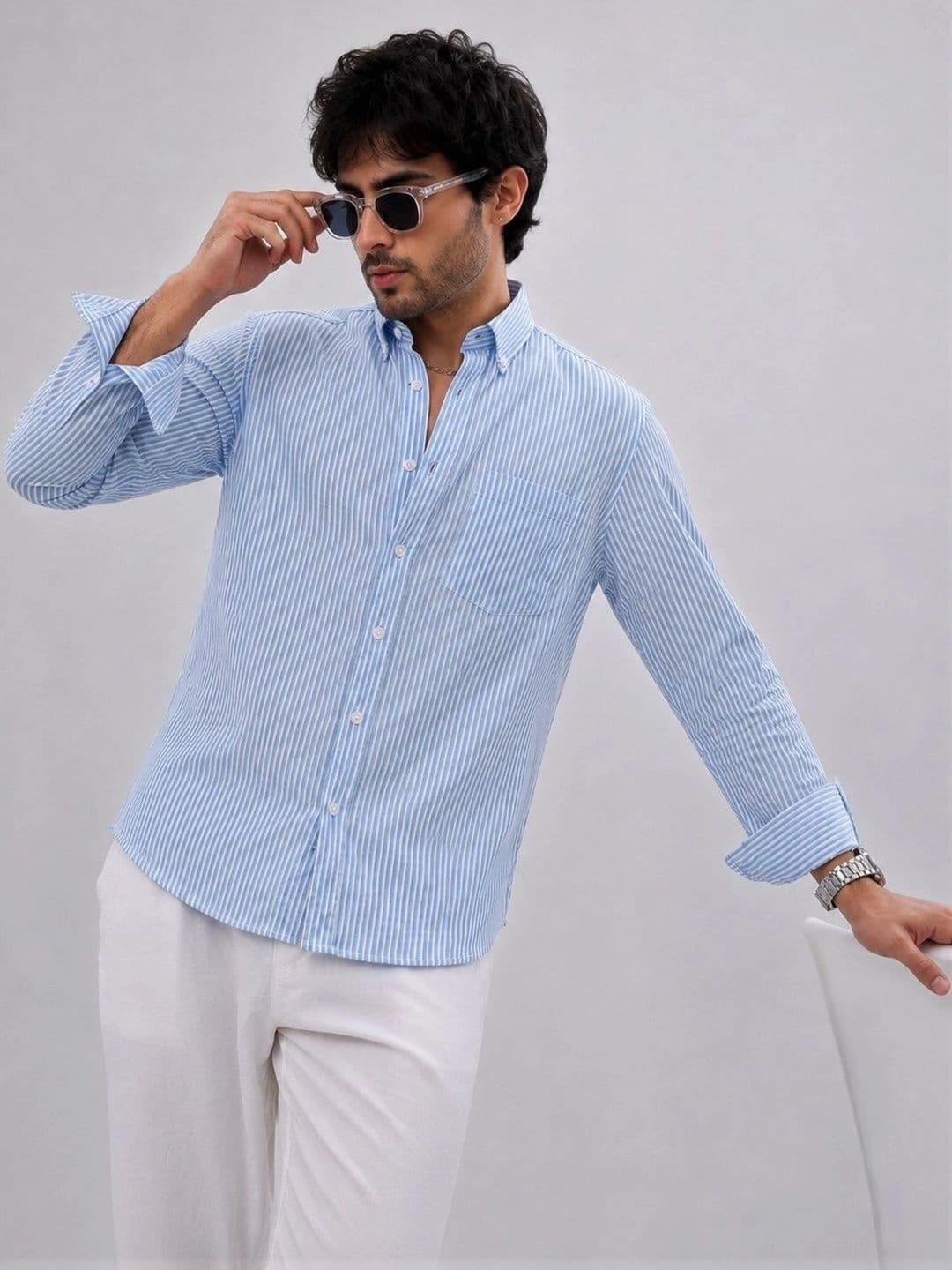 HENSHIKA Men Standard Slim Fit Striped Casual Shirt - view 1