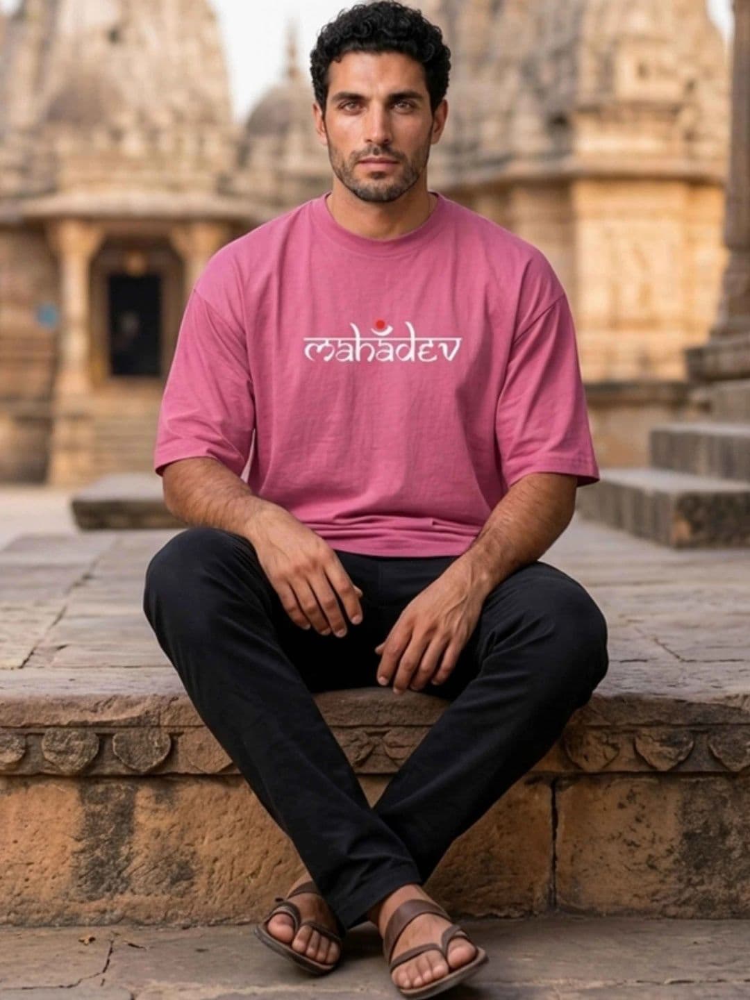 EXCELLO Men Printed Drop-Shoulder Sleeves T-shirt - view 1