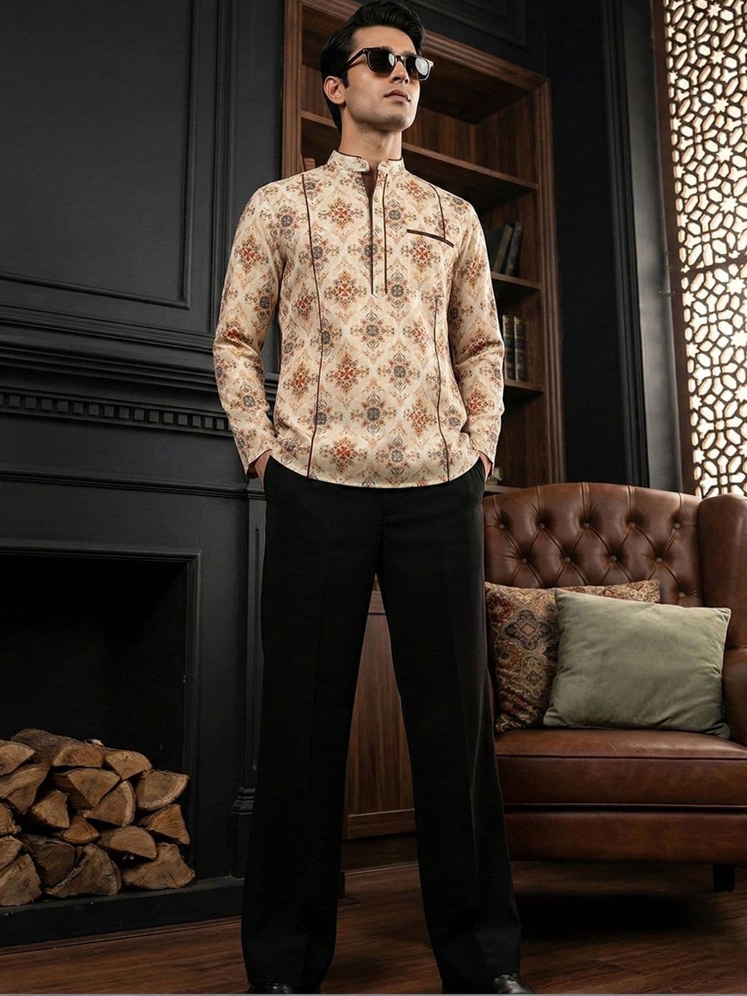 House of Pataudi Men Ethnic Motifs Printed Kurta - view 1